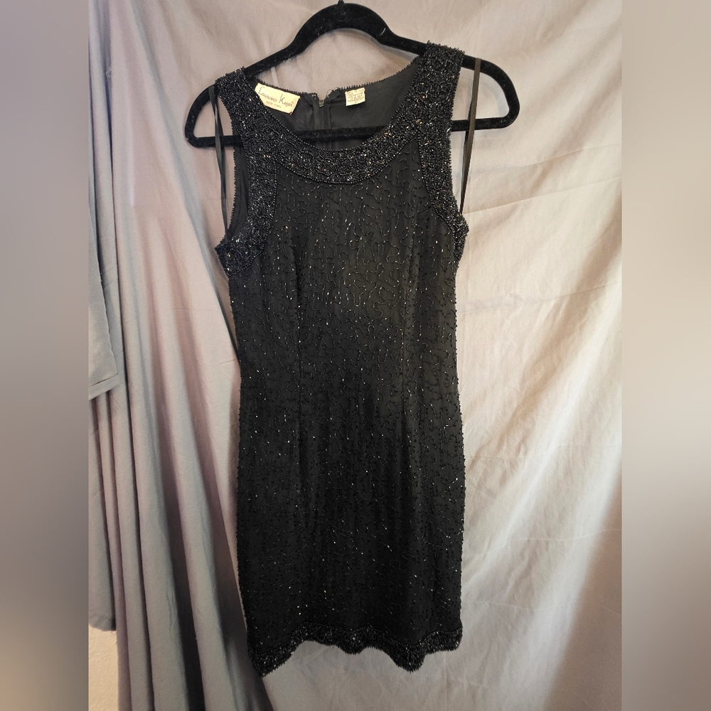 Vintage Lawrence Kazan Black Beaded Dress